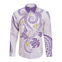 Polynesia Tribal Long Sleeve Button Shirt Lilac Plumeria Tentacles