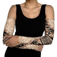 Bula Fiji Plumeria Tagimoucia Salusalu Beige Arm Sleeves Kaiviti Masi - Polynesian Pride