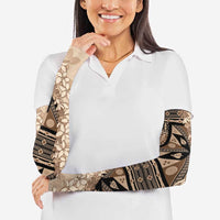 Bula Fiji Plumeria Tagimoucia Salusalu Beige Arm Sleeves Kaiviti Masi - Polynesian Pride