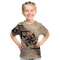Bula Fiji Plumeria Tagimoucia Salusalu Beige Kid T Shirt Kaiviti Masi LT7 Beige - Polynesian Pride