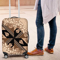 Bula Fiji Plumeria Tagimoucia Salusalu Beige Luggage Cover Kaiviti Masi LT7 Beige - Polynesian Pride