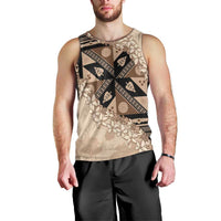 Bula Fiji Plumeria Tagimoucia Salusalu Beige Men Tank Top Kaiviti Masi - Polynesian Pride