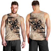 Bula Fiji Plumeria Tagimoucia Salusalu Beige Men Tank Top Kaiviti Masi - Polynesian Pride