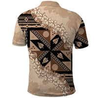 Bula Fiji Plumeria Tagimoucia Salusalu Beige Polo Shirt Kaiviti Masi LT7 - Polynesian Pride