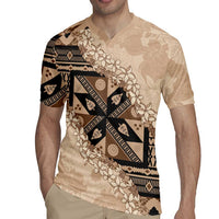 Bula Fiji Plumeria Tagimoucia Salusalu Beige Rugby Jersey Kaiviti Masi LT7 - Polynesian Pride