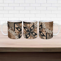 Bula Fiji Plumeria Tagimoucia Salusalu Mocha Ceramic Mug Kaiviti Masi - Polynesian Pride
