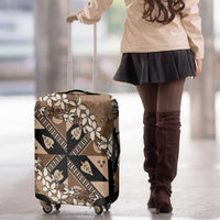 Bula Fiji Plumeria Tagimoucia Salusalu Mocha Luggage Cover Kaiviti Masi LT7 - Polynesian Pride
