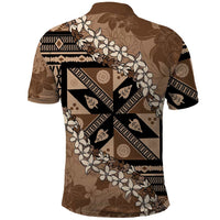 Bula Fiji Plumeria Tagimoucia Salusalu Mocha Polo Shirt Kaiviti Masi LT7 - Polynesian Pride
