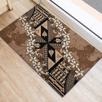 Bula Fiji Plumeria Tagimoucia Salusalu Mocha Rubber Doormat Kaiviti Masi - Polynesian Pride