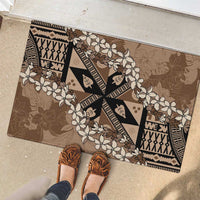 Bula Fiji Plumeria Tagimoucia Salusalu Mocha Rubber Doormat Kaiviti Masi - Polynesian Pride