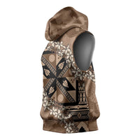 Bula Fiji Plumeria Tagimoucia Salusalu Mocha Sleeveless Hoodie Kaiviti Masi LT7 - Polynesian Pride