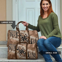 Bula Fiji Plumeria Tagimoucia Salusalu Mocha Travel Bag Kaiviti Masi - Polynesian Pride