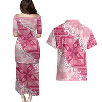 Bula Fiji Plumeria Tagimoucia Salusalu Pink Couples Matching Puletasi and Hawaiian Shirt Kaiviti Masi LT7 - Polynesian Pride