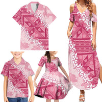 Bula Fiji Plumeria Tagimoucia Salusalu Pink Family Matching Summer Maxi Dress and Hawaiian Shirt Kaiviti Masi LT7 - Polynesian Pride