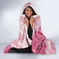 Bula Fiji Plumeria Tagimoucia Salusalu Pink Hooded Blanket Kaiviti Masi - Polynesian Pride