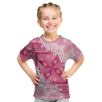 Bula Fiji Plumeria Tagimoucia Salusalu Pink Kid T Shirt Kaiviti Masi LT7 Pink - Polynesian Pride