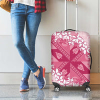 Bula Fiji Plumeria Tagimoucia Salusalu Pink Luggage Cover Kaiviti Masi LT7 - Polynesian Pride