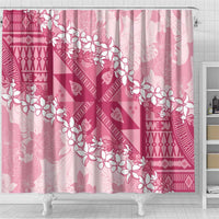 Bula Fiji Plumeria Tagimoucia Salusalu Pink Shower Curtain Kaiviti Masi - Polynesian Pride