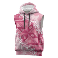 Bula Fiji Plumeria Tagimoucia Salusalu Pink Sleeveless Hoodie Kaiviti Masi LT7 Pink - Polynesian Pride