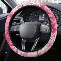 Bula Fiji Plumeria Tagimoucia Salusalu Pink Steering Wheel Cover Kaiviti Masi - Polynesian Pride