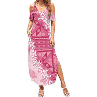 Bula Fiji Plumeria Tagimoucia Salusalu Pink Summer Maxi Dress Kaiviti Masi LT7 Women Pink - Polynesian Pride