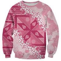 Bula Fiji Plumeria Tagimoucia Salusalu Pink Sweatshirt Kaiviti Masi - Polynesian Pride
