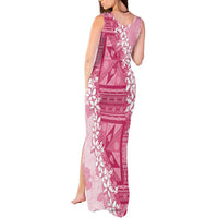Bula Fiji Plumeria Tagimoucia Salusalu Pink Tank Maxi Dress Kaiviti Masi LT7 - Polynesian Pride