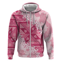 Bula Fiji Plumeria Tagimoucia Salusalu Pink Zip Hoodie Kaiviti Masi LT7 Zip Hoodie Pink - Polynesian Pride