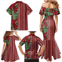 Women's Day Samoa Malu Tattoo Inspired Mix Teuila Family Matching Mermaid Dress and Hawaiian Shirt Scarlet LT7 - Polynesian Pride