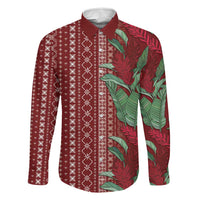 Women's Day Samoa Malu Tattoo Inspired Mix Teuila Family Matching Off Shoulder Short Dress and Hawaiian Shirt Scarlet LT7 Dad's Shirt - Long Sleeve Scarlet - Polynesian Pride