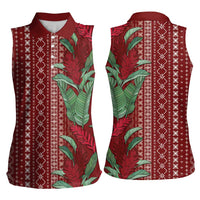 Women's Day Samoa Malu Tattoo Inspired Mix Teuila Women Sleeveless Polo Shirt Scarlet