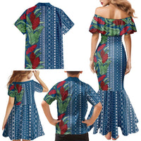 Women's Day Samoa Malu Tattoo Inspired Mix Teuila Family Matching Mermaid Dress and Hawaiian Shirt Royal Blue LT7 - Polynesian Pride