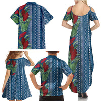Women's Day Samoa Malu Tattoo Inspired Mix Teuila Family Matching Summer Maxi Dress and Hawaiian Shirt Royal Blue LT7 - Polynesian Pride