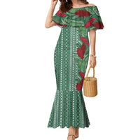 Women's Day Samoa Malu Tattoo Inspired Mix Teuila Family Matching Mermaid Dress and Hawaiian Shirt Sage Green LT7 Mom's Dress Sage Green - Polynesian Pride