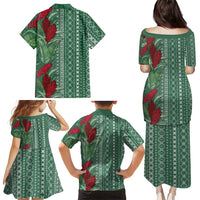 Women's Day Samoa Malu Tattoo Inspired Mix Teuila Family Matching Puletasi and Hawaiian Shirt Sage Green LT7 - Polynesian Pride