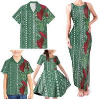 Women's Day Samoa Malu Tattoo Inspired Mix Teuila Family Matching Tank Maxi Dress and Hawaiian Shirt Sage Green LT7 - Polynesian Pride