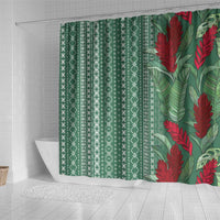 Women's Day Samoa Malu Tattoo Inspired Mix Teuila Shower Curtain Sage Green