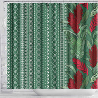 Women's Day Samoa Malu Tattoo Inspired Mix Teuila Shower Curtain Sage Green