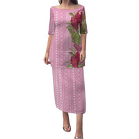 Women's Day Samoa Malu Tattoo Inspired Mix Teuila Family Matching Puletasi and Hawaiian Shirt Rose Pink LT7 Mom's Dress Rose Pink - Polynesian Pride