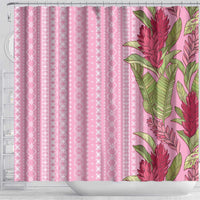 Women's Day Samoa Malu Tattoo Inspired Mix Teuila Shower Curtain Rose Pink