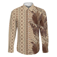 Women's Day Samoa Malu Tattoo Inspired Mix Teuila Family Matching Tank Maxi Dress and Hawaiian Shirt Vintage Tapa LT7 Dad's Shirt - Long Sleeve Beige - Polynesian Pride