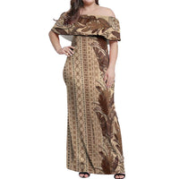 Women's Day Samoa Malu Tattoo Inspired Mix Teuila Off Shoulder Maxi Dress Vintage Tapa