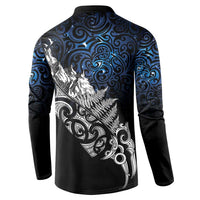 Maori Matariki Button Sweatshirt Landscape Styled Fern - Galaxy