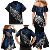 Maori Matariki Family Matching Mermaid Dress and Hawaiian Shirt Landscape Styled Fern - Galaxy LT7 - Polynesian Pride