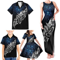 Maori Matariki Family Matching Tank Maxi Dress and Hawaiian Shirt Landscape Styled Fern - Galaxy LT7 - Polynesian Pride