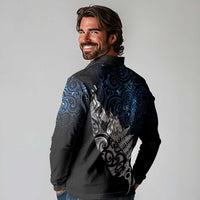 Maori Matariki Long Sleeve Polo Shirt Landscape Styled Fern - Galaxy