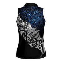 Maori Matariki Women Sleeveless Polo Shirt Landscape Styled Fern - Galaxy