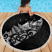 Maori Matariki Beach Blanket Landscape Styled Fern - Monochrome