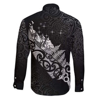 Maori Matariki Family Matching Short Sleeve Bodycon Dress and Hawaiian Shirt Landscape Styled Fern - Monochrome LT7 - Polynesian Pride
