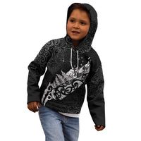 Maori Matariki Kid Hoodie Landscape Styled Fern - Monochrome